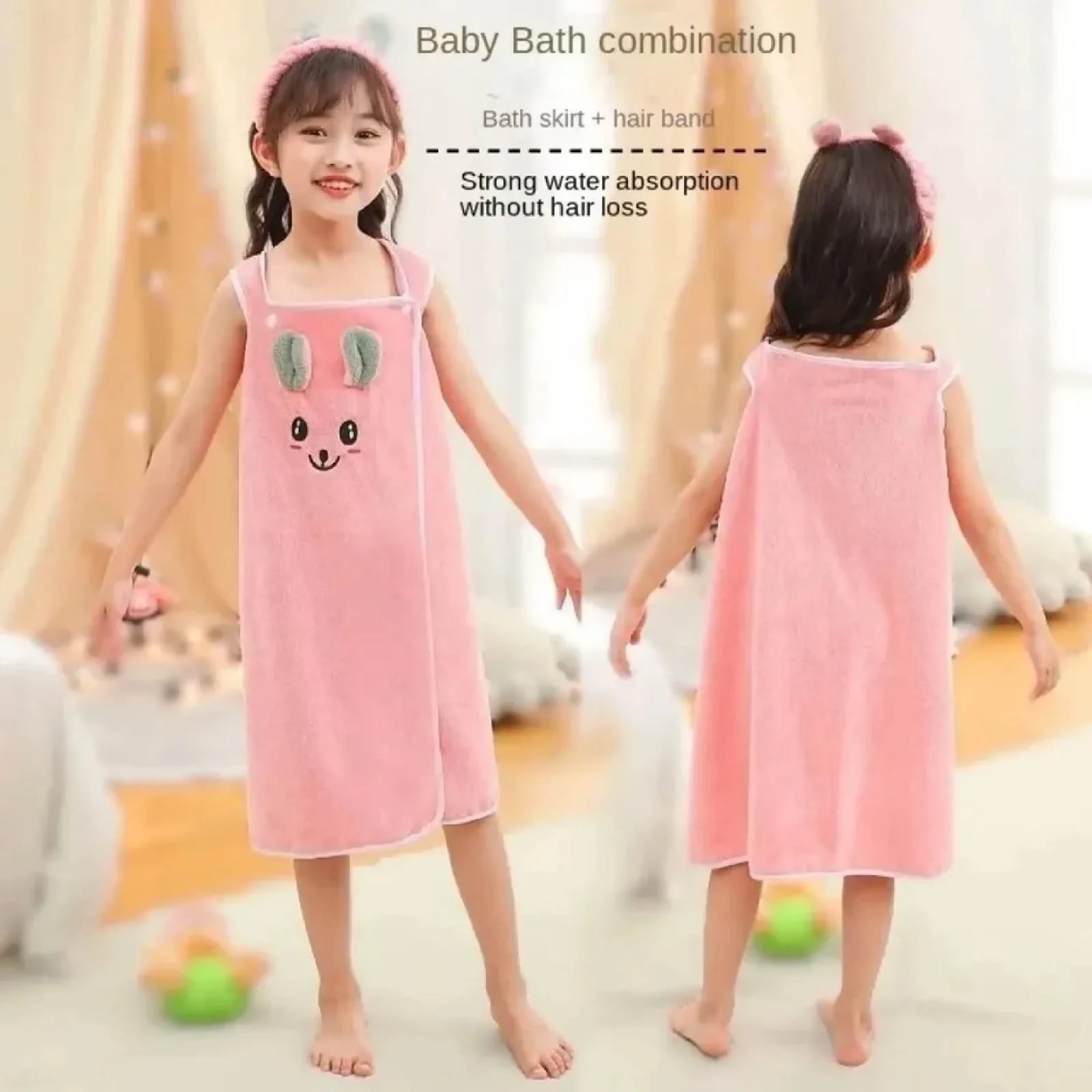Baby Bath Towel Dress, Microfiber Baby Towel Dress, Faxianther Kids Bath Towel Wrap with Straps Soft Coral Fleece Bath Skirt Girls Thick Water Absorption Quick Dry Swimming Towels Animal Design Changing Robe Beach Bath Towels thumbnail 4