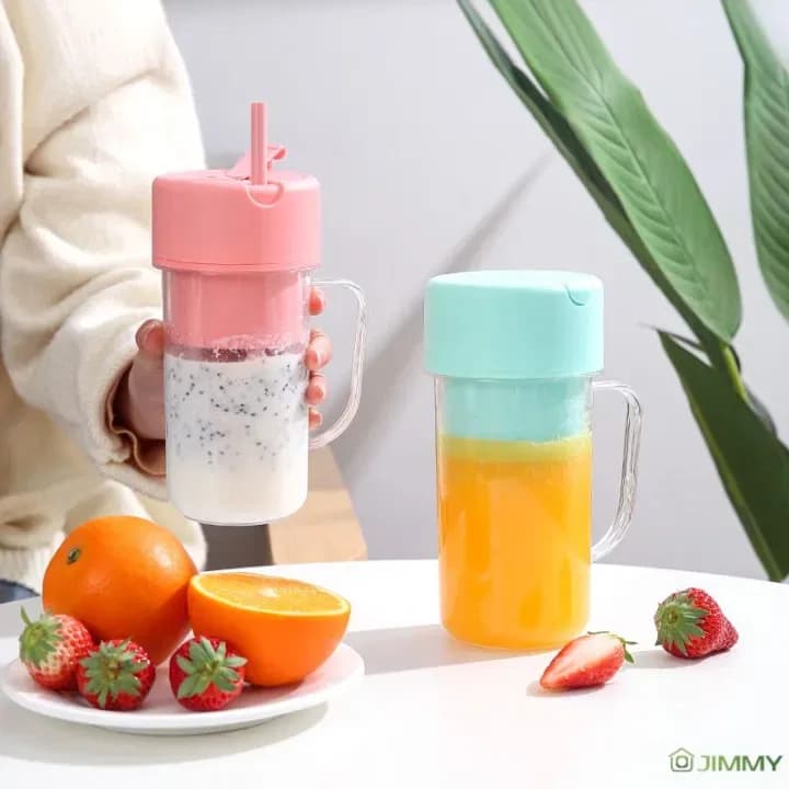 Portable Crusher Juicer With Handle & Straw, USB Rechargeable 6 Blades (500ml) thumbnail 2