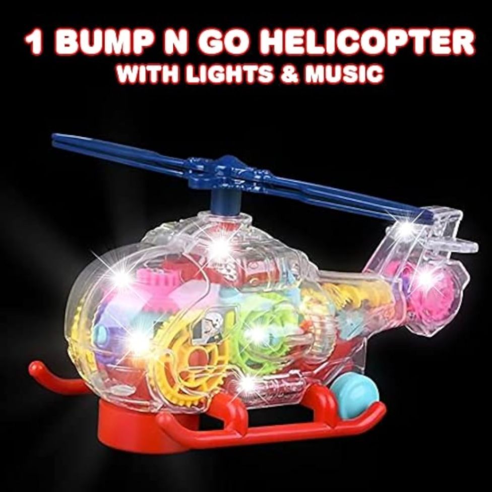 Transparent Mechanical Helicopter Toy for Kids with Moving Gears, 3D Light & Music thumbnail 2