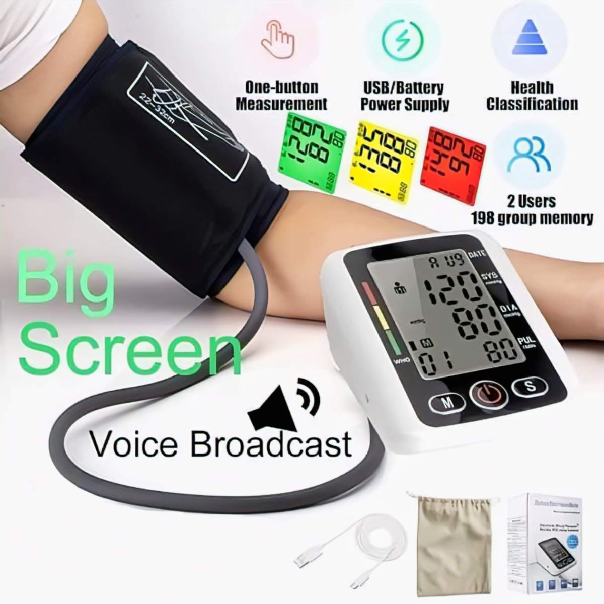 Electronic Digital Blood Pressure Monitor with Voice Function