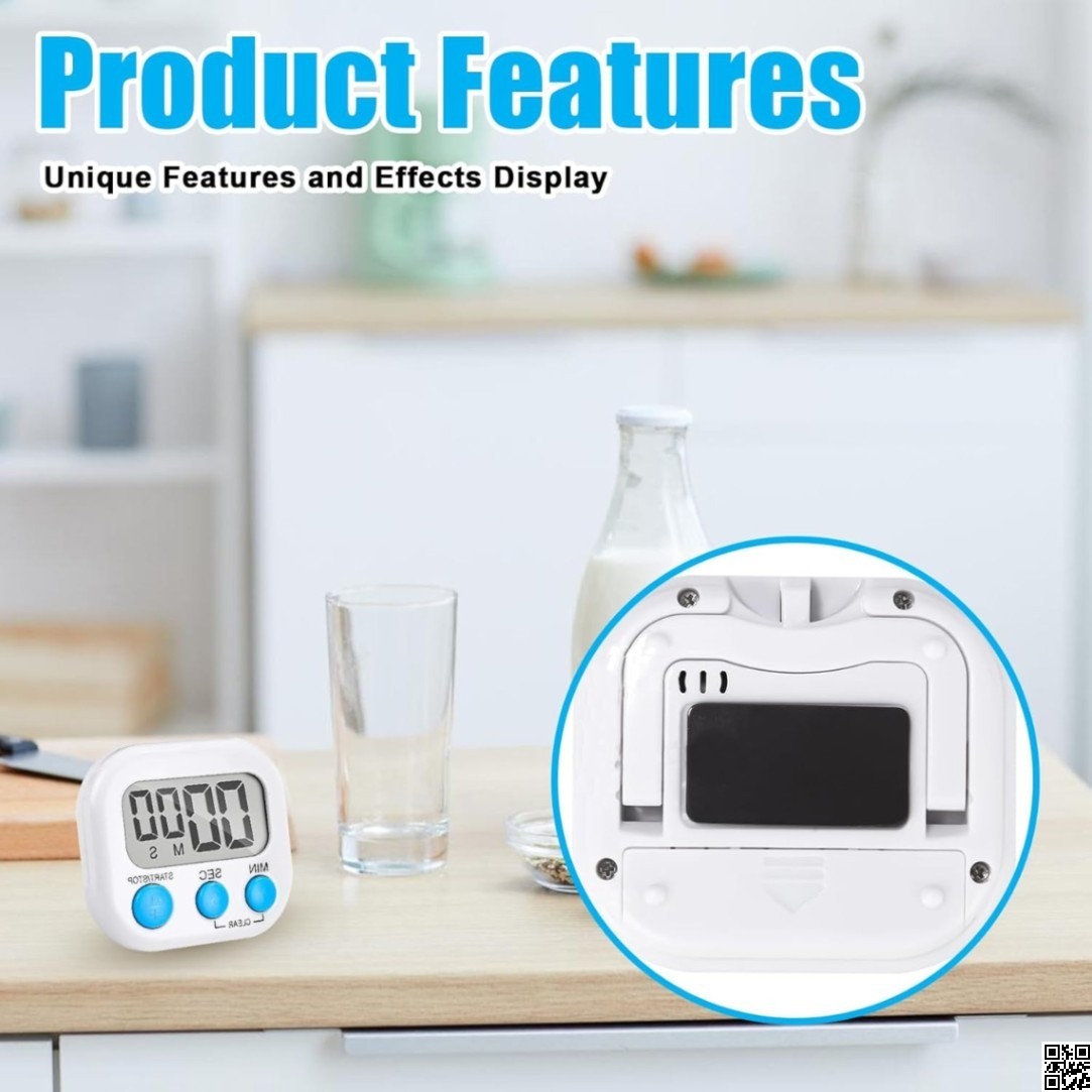 Digital Timer Stopwatch | Premium Study & Kitchen Timer with Magnetic Stand | Count Up & Countdown Clock thumbnail 5