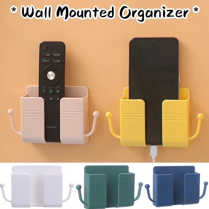 Wall Mount Phone Holder (Square), Wall Mount Phone Plug Holder Storage Box Charging Cell Phone Stand Brackets For Bedroom Bathroom Study thumbnail 2