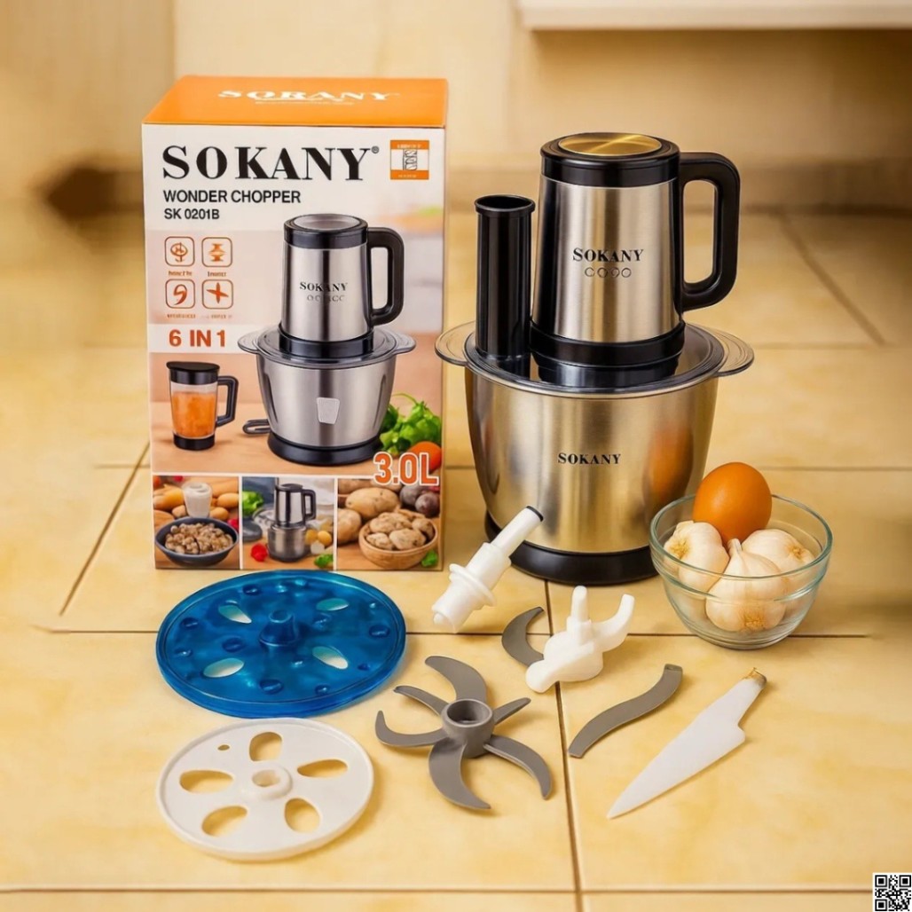 Sokany 6 in 1 Wonder Chopper 3L – 800W Multifunction Electric Food Processor thumbnail 2