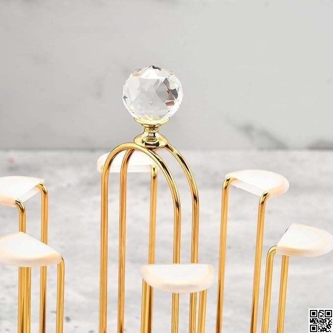 360 Degree Rotating Dining Table Glass Holder Rack – Golden Stainless Steel Stand thumbnail 5