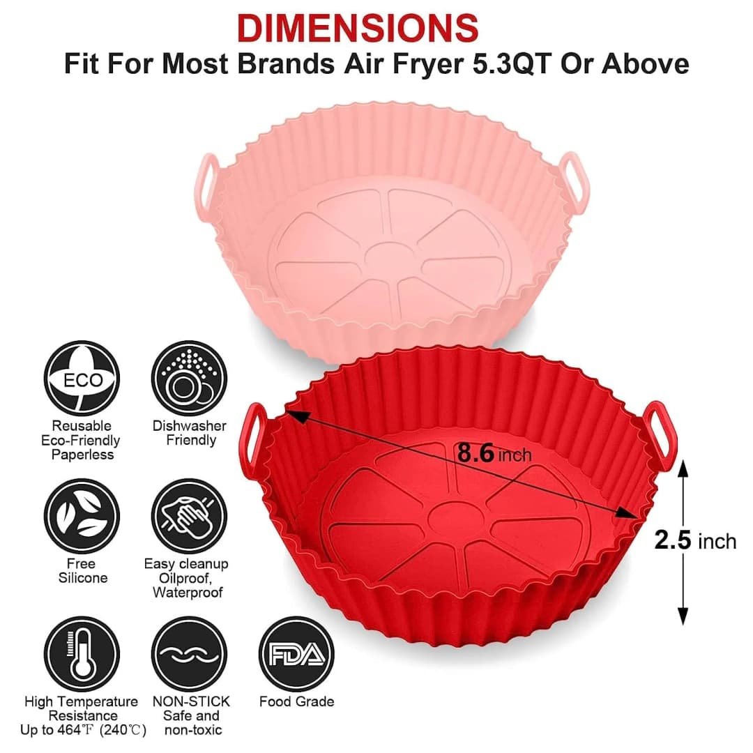 1Pcs Air Fryer Silicone Liners Basket Round, Air Fryer Silicone Basket, Air Fryer Silicone Pot, Air Fryer Silicone Pot Bowl thumbnail 3