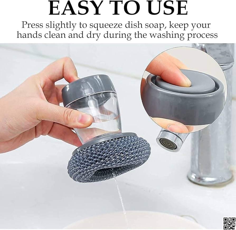 2 in 1 Soap Dispensing Palm Dish Cleaning Brush thumbnail 3