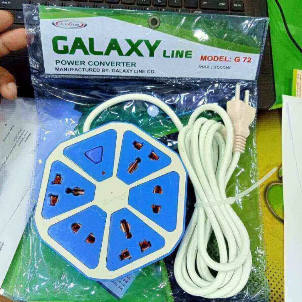 GALAXY Multi Power Plug Extension - 5 port Power Socket Multi Plug, Hexagon Socket Power thumbnail 4