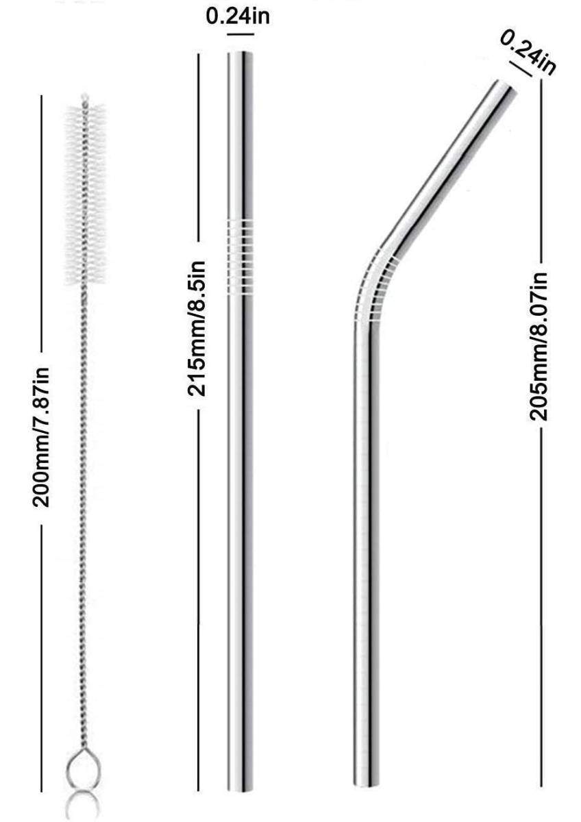 4 Pcs Reusable Stainless Steel Drinking Straw Set with Cleaning Brush (Pack of 5) thumbnail 6