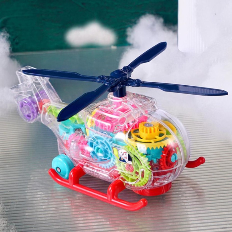 Transparent Mechanical Helicopter Toy for Kids with Moving Gears, 3D Light & Music thumbnail 3