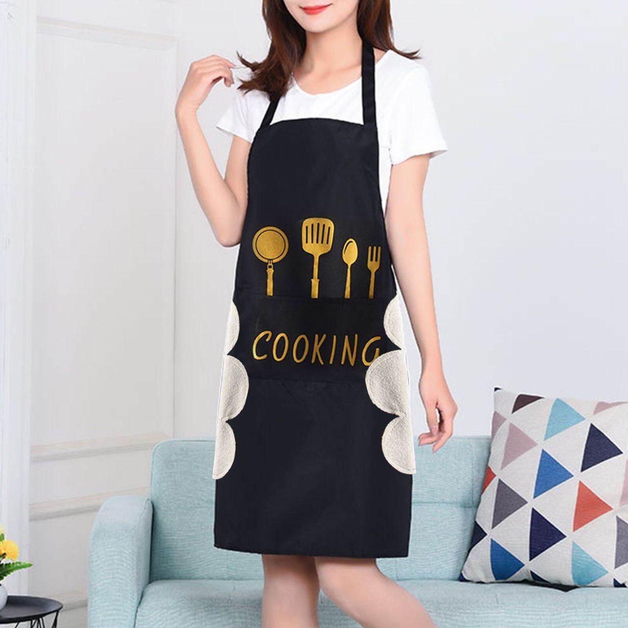 Kitchen Cooking Apron – Waterproof & Anti-Oil Polyester Apron for Home & Restaurant Use