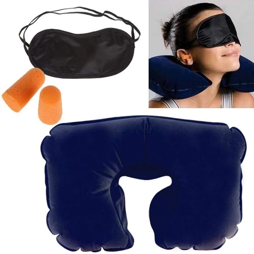 Travel Selection 3 in 1 with Comfort Neck Pillow Sleeping Eye Mask & Travel Earplug Set thumbnail 5