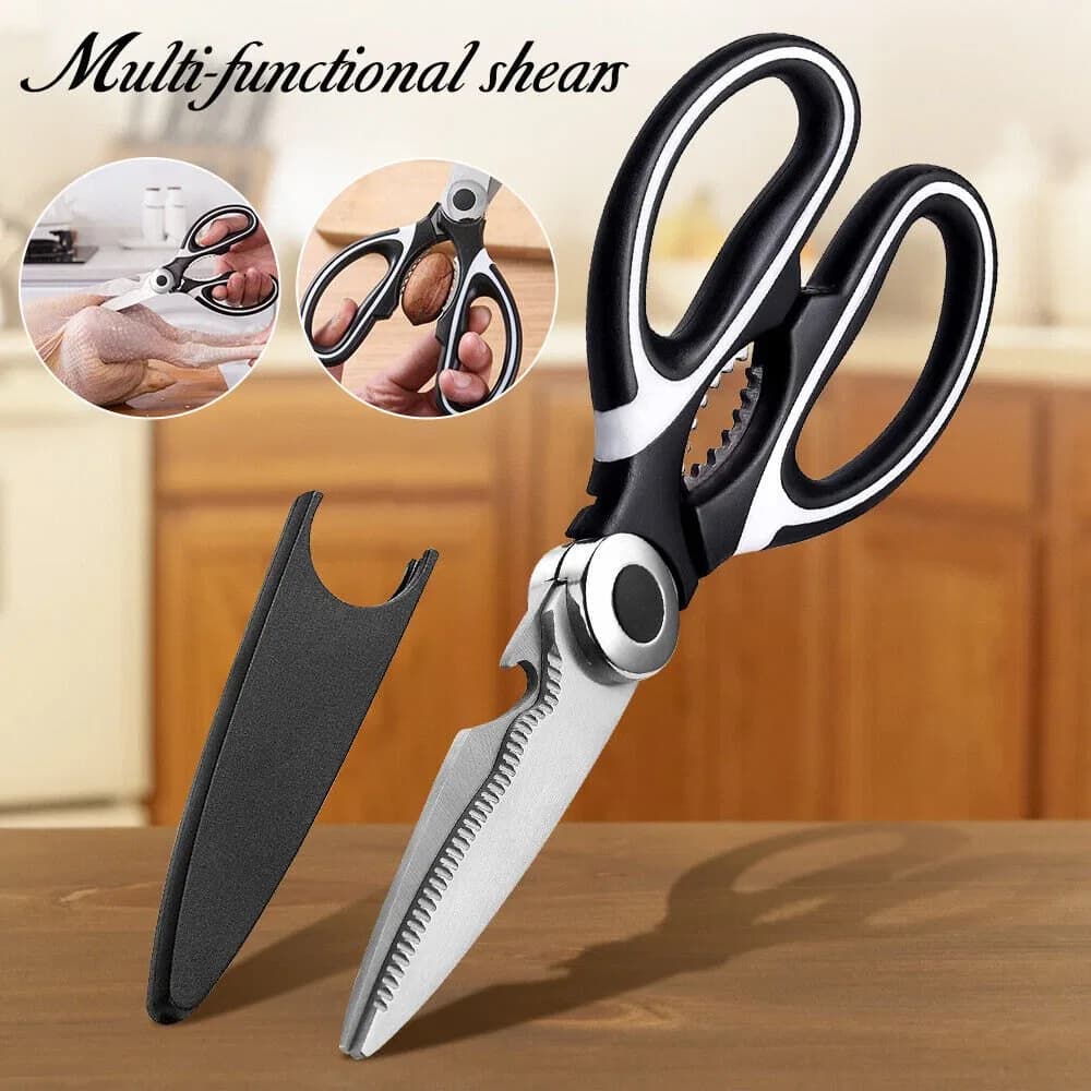 Heavy Duty Kitchen Scissor (Black) – Stainless Steel Multi-Purpose Scissors