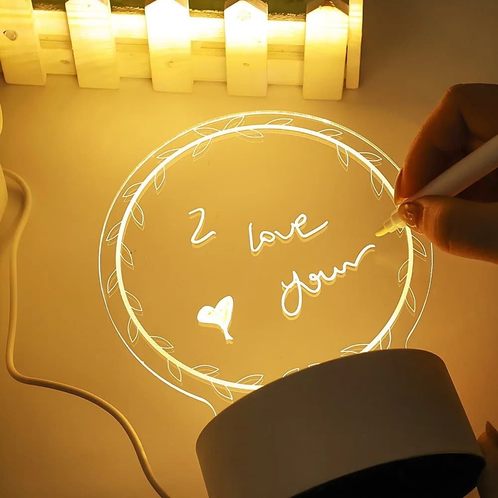 Creative 3D Visualization LED Acrylic Message Writing Lamp – Rewritable Glowing Illusion Night Light thumbnail 5