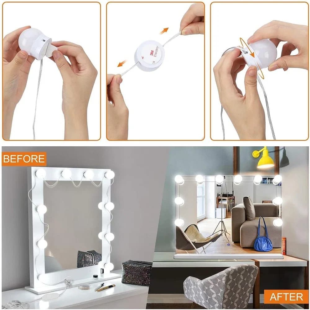 LED Vanity Mirror Lamp 3 Mode Makeup Light, Hollywood Vanity Dressing Room Mirror Light thumbnail 5