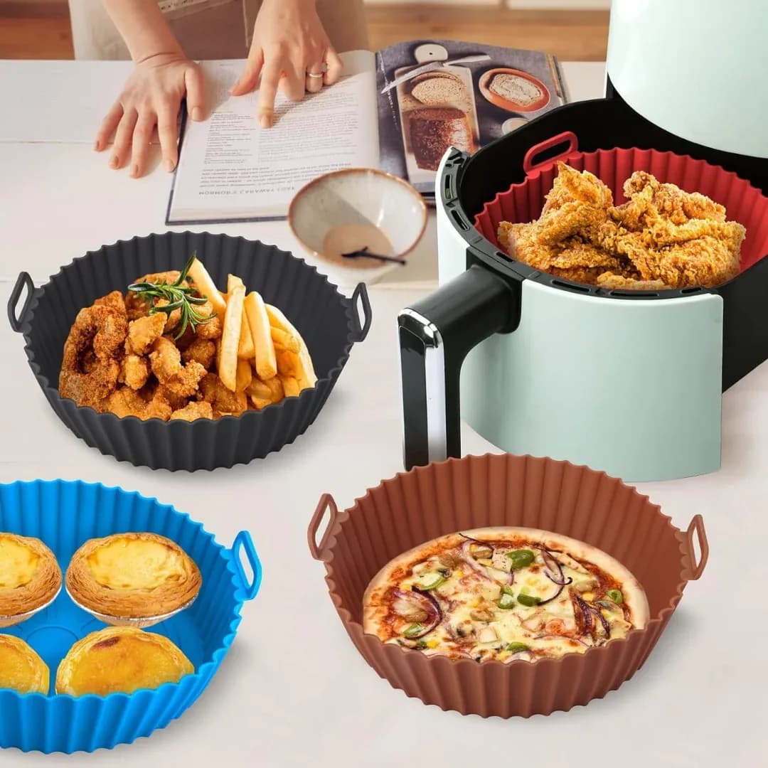 1Pcs Air Fryer Silicone Liners Basket Round, Air Fryer Silicone Basket, Air Fryer Silicone Pot, Air Fryer Silicone Pot Bowl thumbnail 7