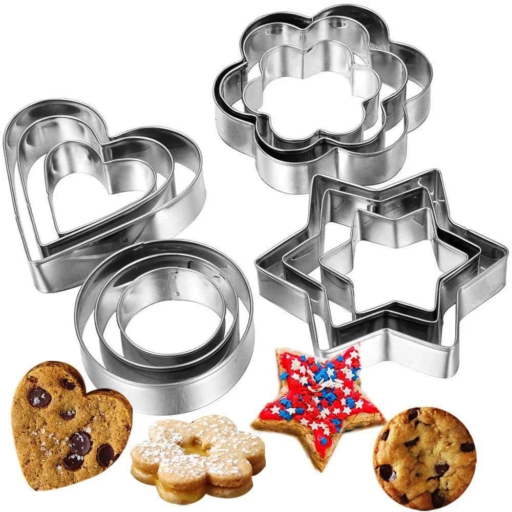 12pcs Stainless Steel Cookie Cutter Set – 4 Shapes Biscuit Cutter thumbnail 2