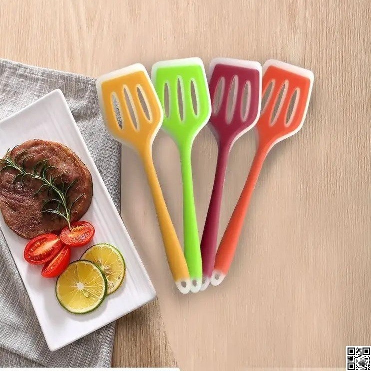 Silicone Cooking Spoon 12 Inch – Non-Stick Slotted Turner Spatula thumbnail 3