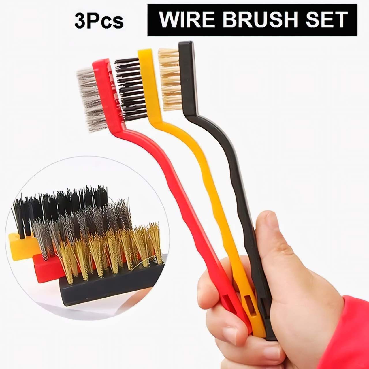 3pc Wire Brush Set, 3 Pcs Stainless Steel Wire Brush Set Cleaning Tool Kit