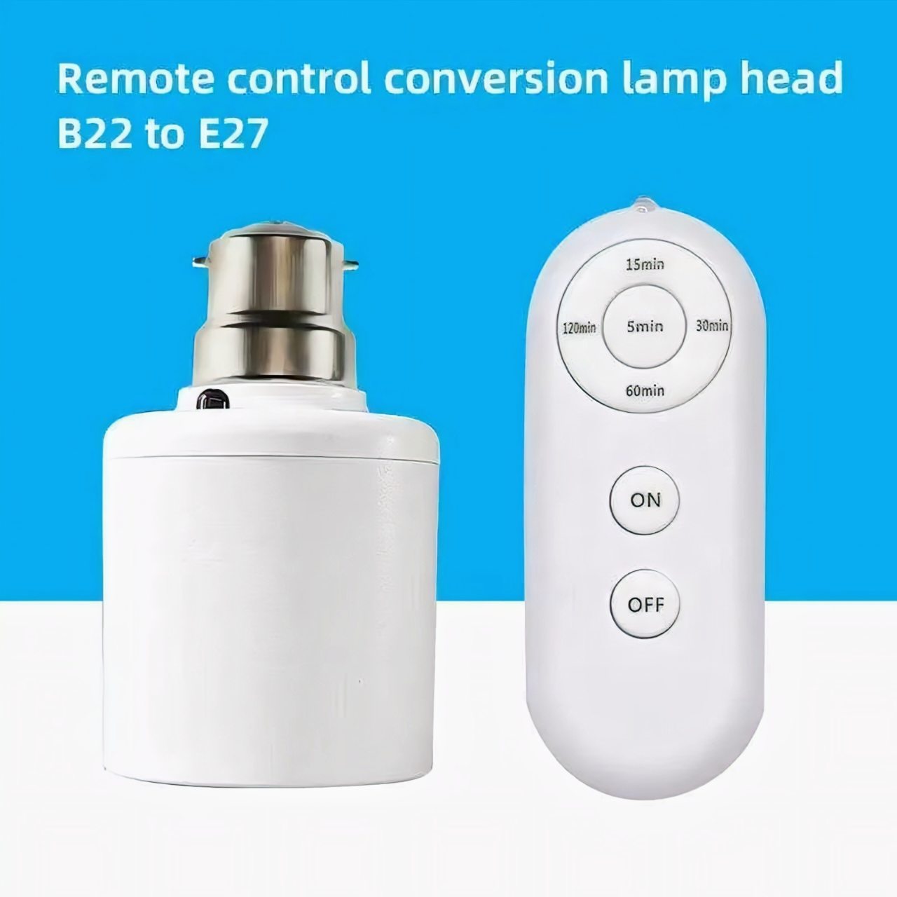 Led light Remote bulb holder B22 to E27, Smart Lamp Holder with Wireless Remote & Timer