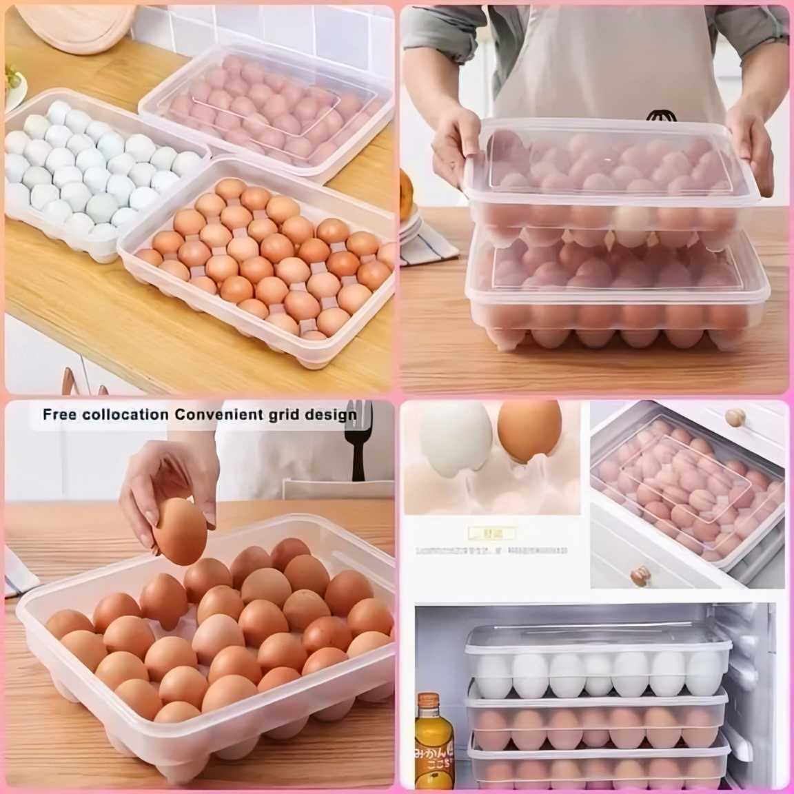 Egg Storage Box 24 Slots – Refrigerator Egg Organizer with Lid thumbnail 3