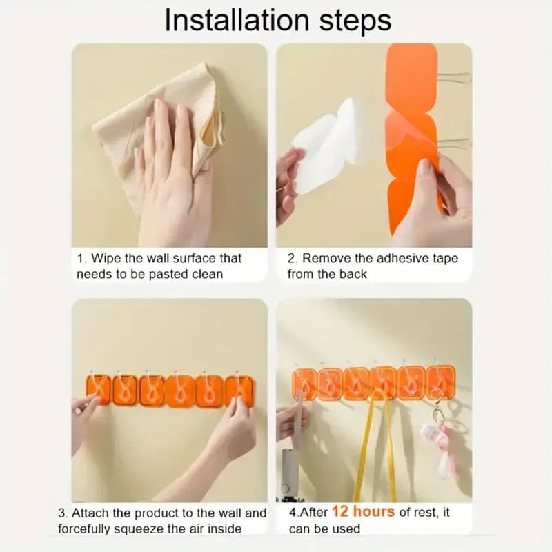 6Pcs Self Adhesive Hook Key Storage Hanger for Kitchen Bathroom Door Wall thumbnail 6