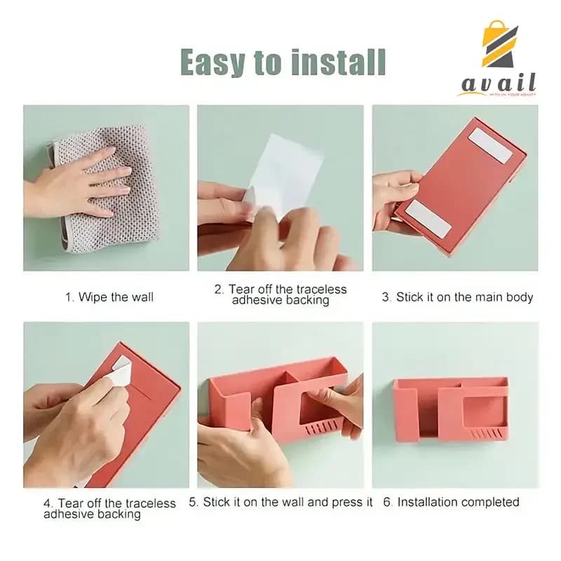 Wall Mount Mobile And Remote Holder, 2-in-1 Mobile Phone Charging Stand and Multipurpose Storage Holder Bracket thumbnail 4