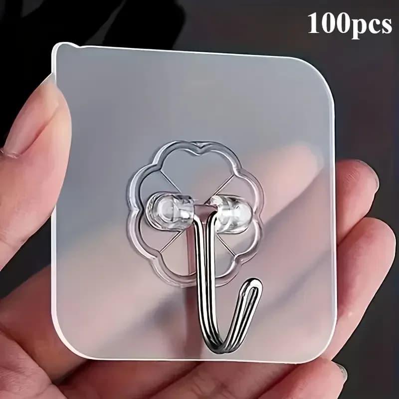 10pcs Transparent Hanger Hook, Waterproof Transparent Adhesive Hooks for Wall thumbnail 7