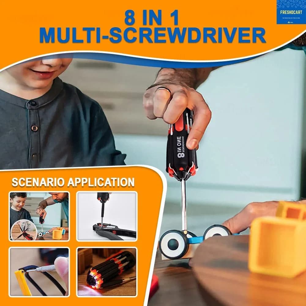 8-in-1 Screwdriver Set, Multi Screwdriver Hand Tool, All in One Screwdriver, Portable Screwdriver, Home Repair Tool Set,Multi-Function Tool with Worklight & Flashlight for Home Kitchen Car thumbnail 7