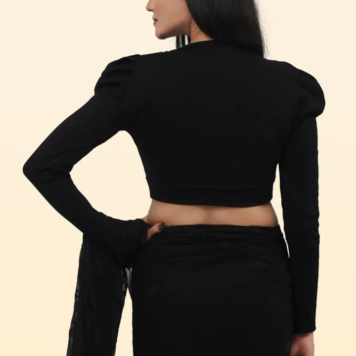 Crop Top Full Sleeve Blouse for Women Stylish Comfortable Saree Blouse Stretchable Fashion Top thumbnail 8