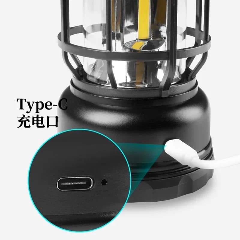 Retro Portable Camping Lantern Rechargeable Light, Camping Lamp thumbnail 7