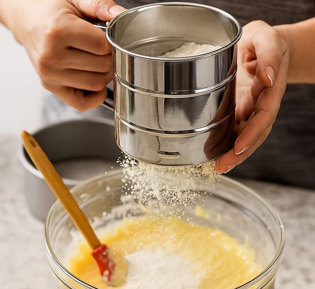 Stainless Steel Flour Sifter – Double Layer Fine Mesh Baking Sieve, ময়দা ছাকনি thumbnail 5