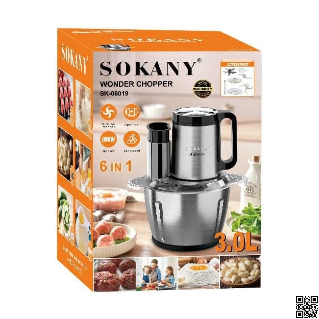 Sokany 6 in 1 Wonder Chopper 3L – 800W Multifunction Electric Food Processor thumbnail 4