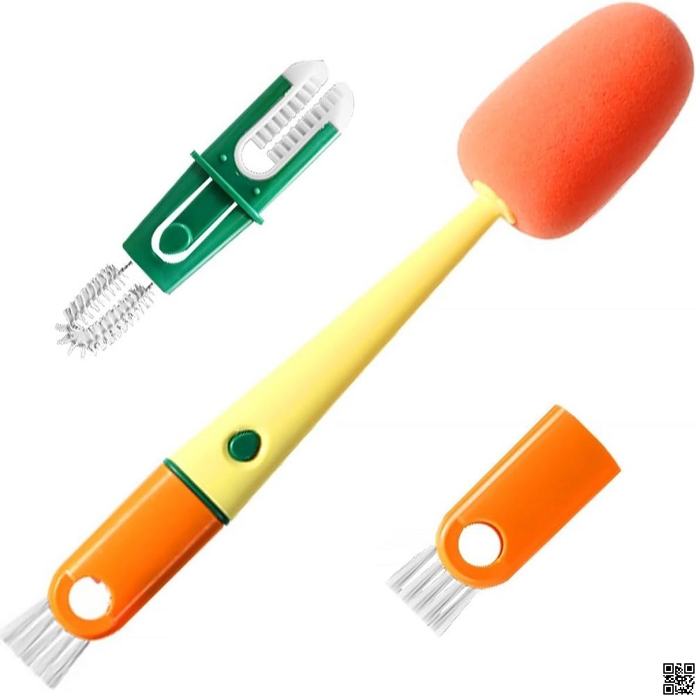 3 in 1 Multi Bottle Cleaning Sponge Brush – Kitchen & Bottle Cleaner thumbnail 2