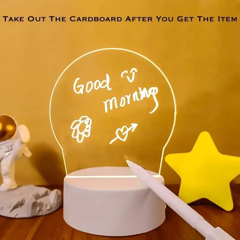 Creative 3D Visualization LED Acrylic Message Writing Lamp – Rewritable Glowing Illusion Night Light thumbnail 6