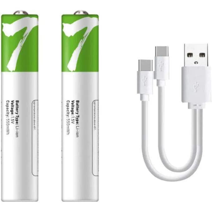 Rechargeable Li-ion AAA via USB Type C Battery 1.5V (2 Pcs Set) thumbnail 2