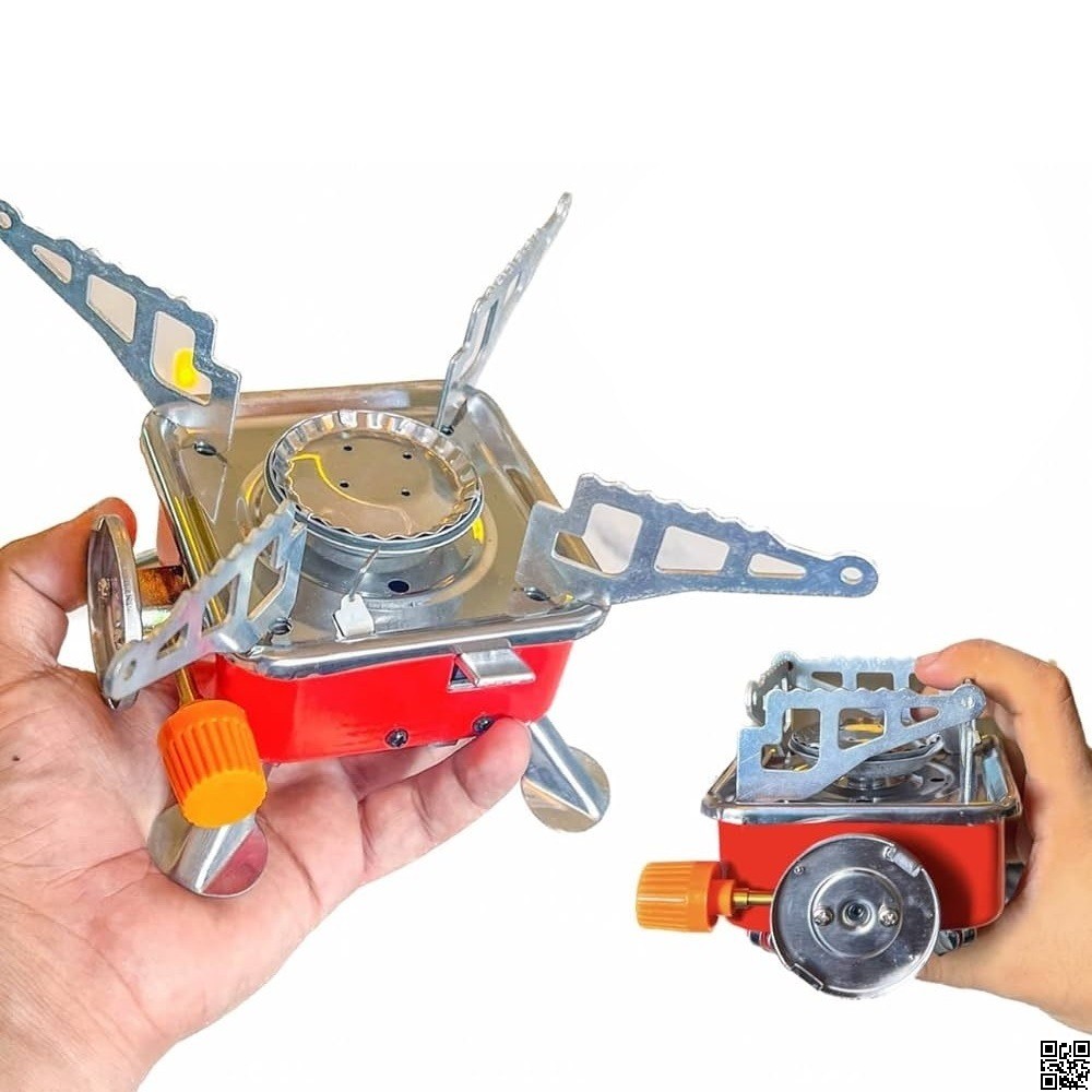 Mini Gas Stove and Gas Cylinder Combo – Portable Camping Butane Gas Stove Set thumbnail 2