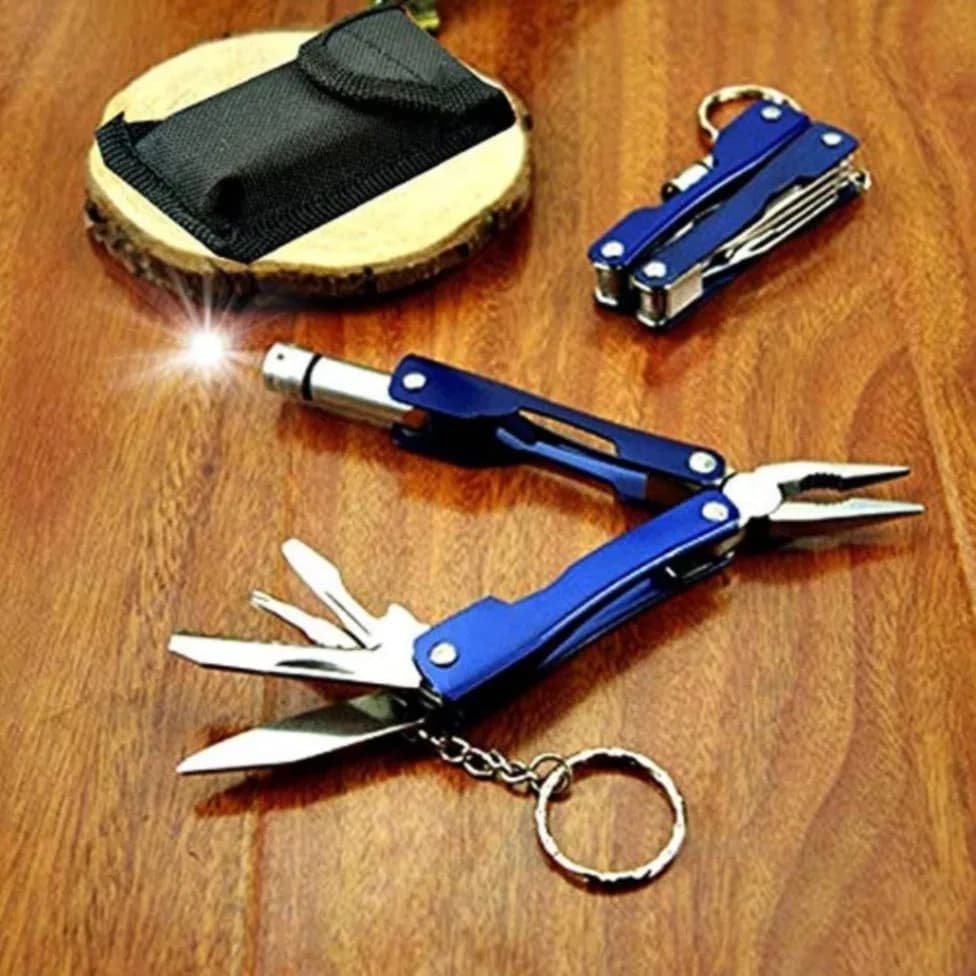 9 in 1 MultiFunctional Hand Piler Tool Keychain, Traveling Tool Micro Pliers Multi function Multi Utility Plier with Built in LED Flash Light thumbnail 3