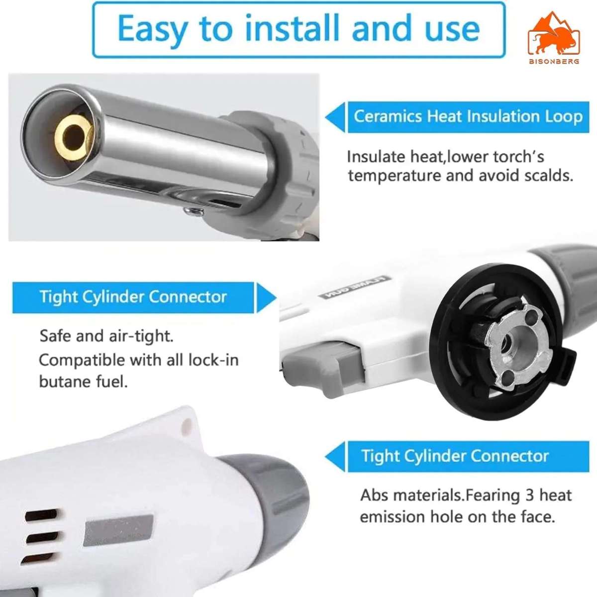 Automatic Flame Gas Torch, Butane Torch Kitchen Blow Lighter - Culinary Torches Chef Cooking Professional Adjustable Flame with Reverse Use for Creme, Brulee, BBQ, Baking, Jewelry thumbnail 6