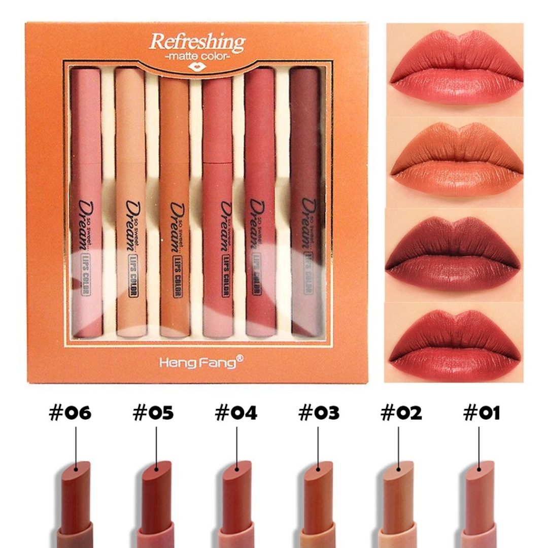 Hang Fang Matte Lipstick Set (Pack of 6) – Long-Lasting Soft & Standard Lip Colors thumbnail 2