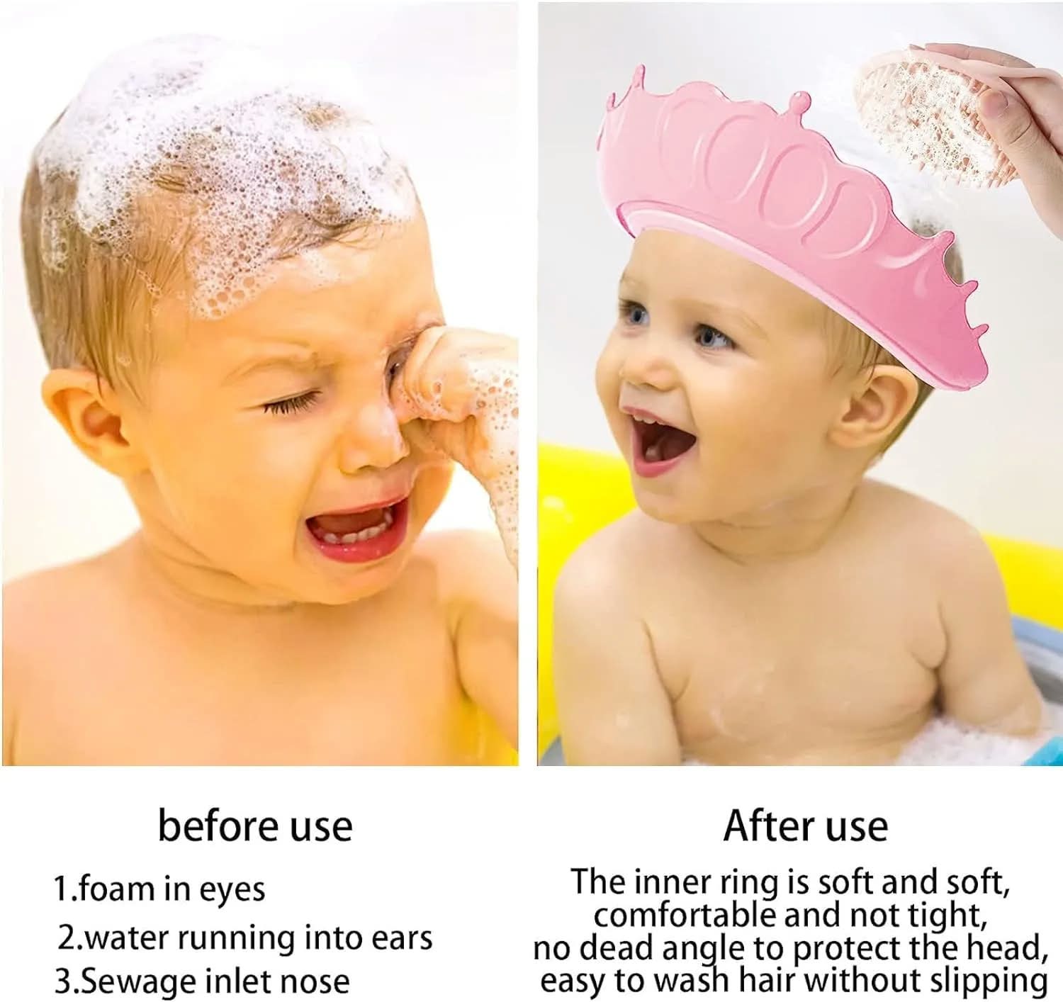 Silicone Shower Cap For Baby, Baby Shower Cap Silicone Shampoo Hat thumbnail 3