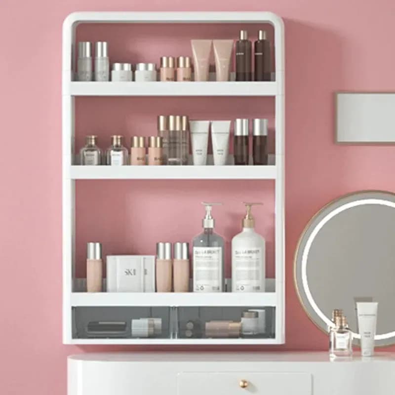 4 Layer Kitchen, Bathroom, Wall Mounted Shelf Multifunctional Toiletries Storage Rack. Kitchen Seasoning Bottle Storage Rack. Cosmetics Organizer thumbnail 3
