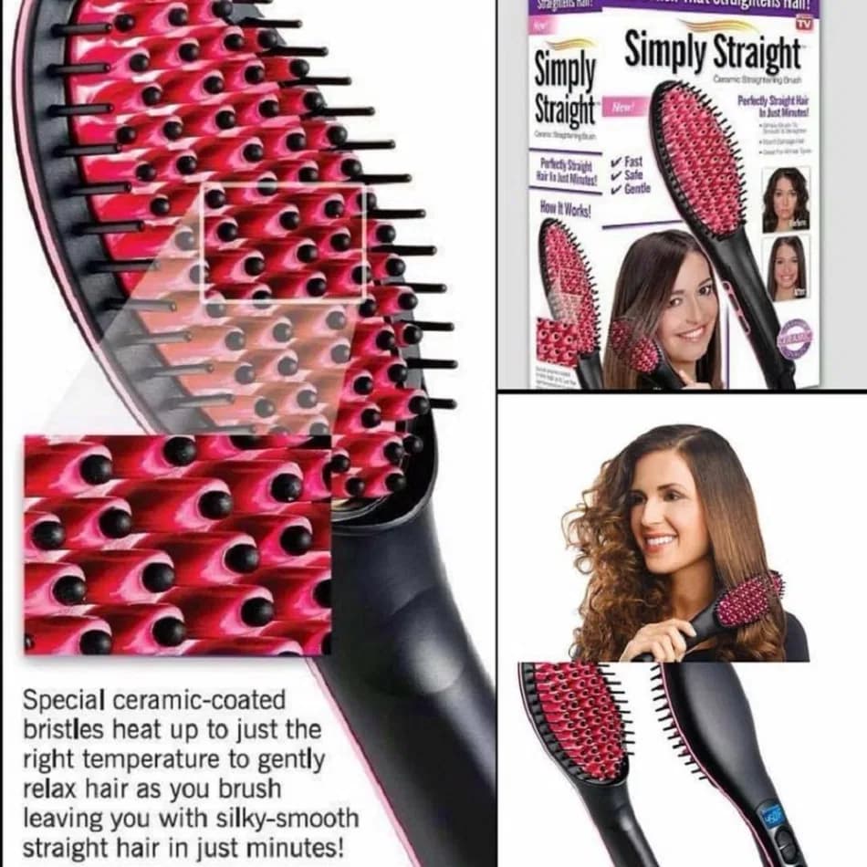 Simply Straight Ceramic Heat Hair Straightening Brush With Digital Control, Ceramic Heat Hair Straight Brush with Digital Control thumbnail 3