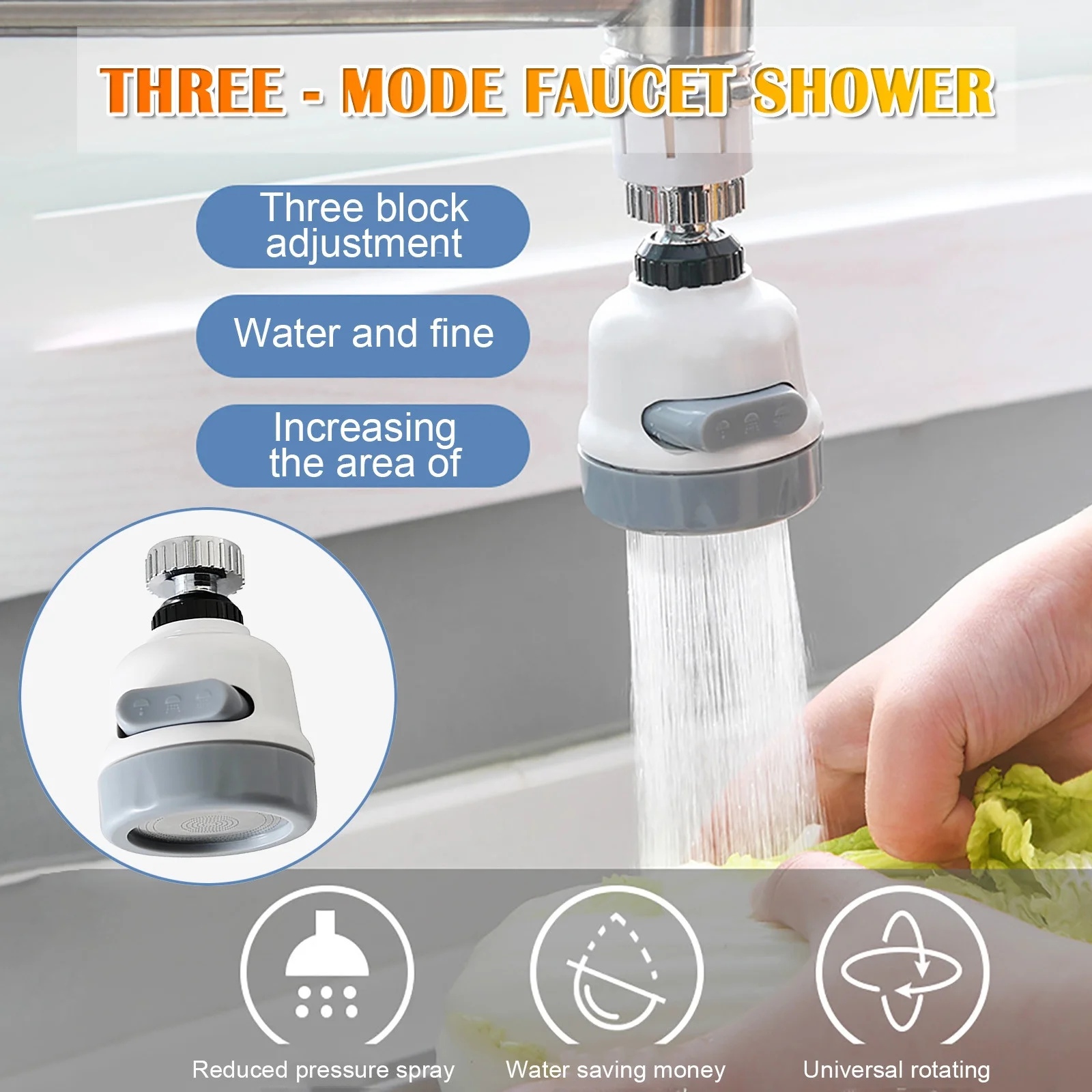 360° Water Saving Switch Faucet – Adjustable Tap Extender for Kitchen & Bathroom thumbnail 2