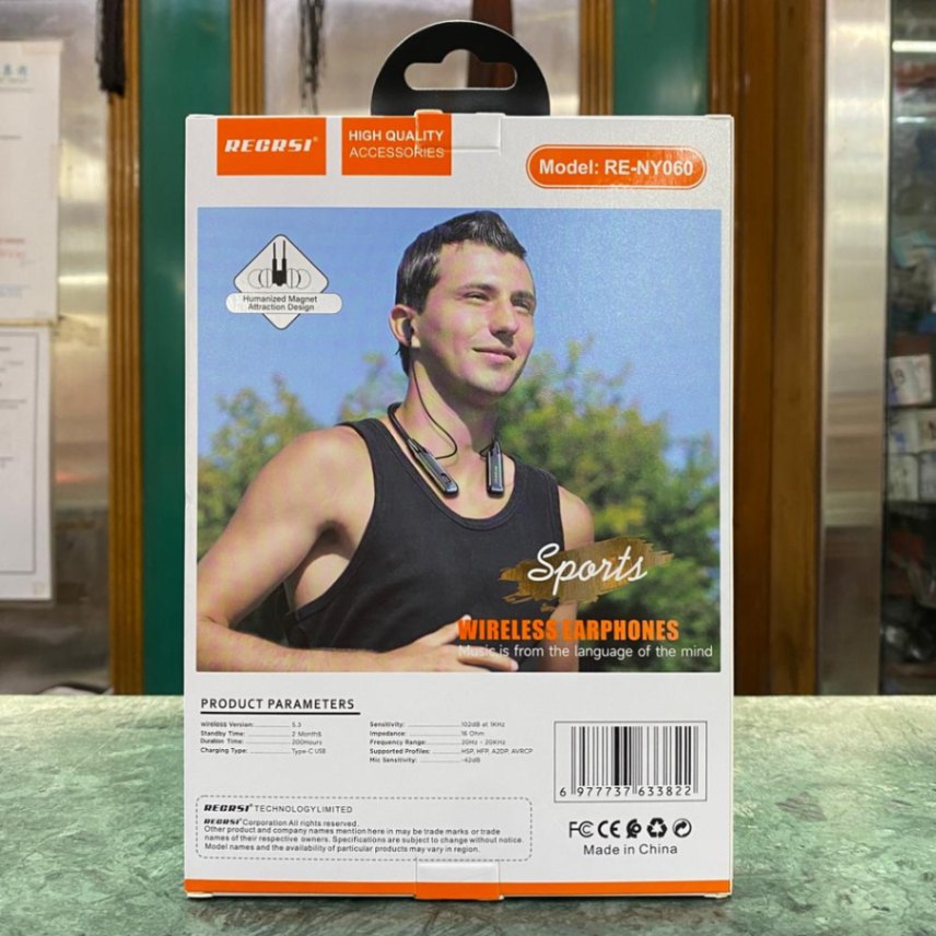 RECRSI RE-NY060 Wireless Neckband Bluetooth Earphones, Bluetooth Wireless Neckband thumbnail 2