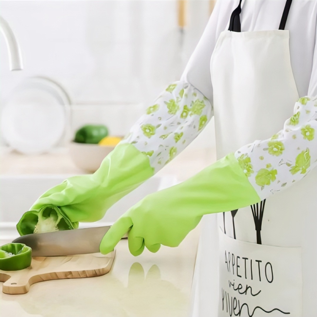 PVC Kitchen Gloves 2Pcs, Silicone Dish Washing Kitchen Hand Gloves, Half Hand Kitchen Gloves