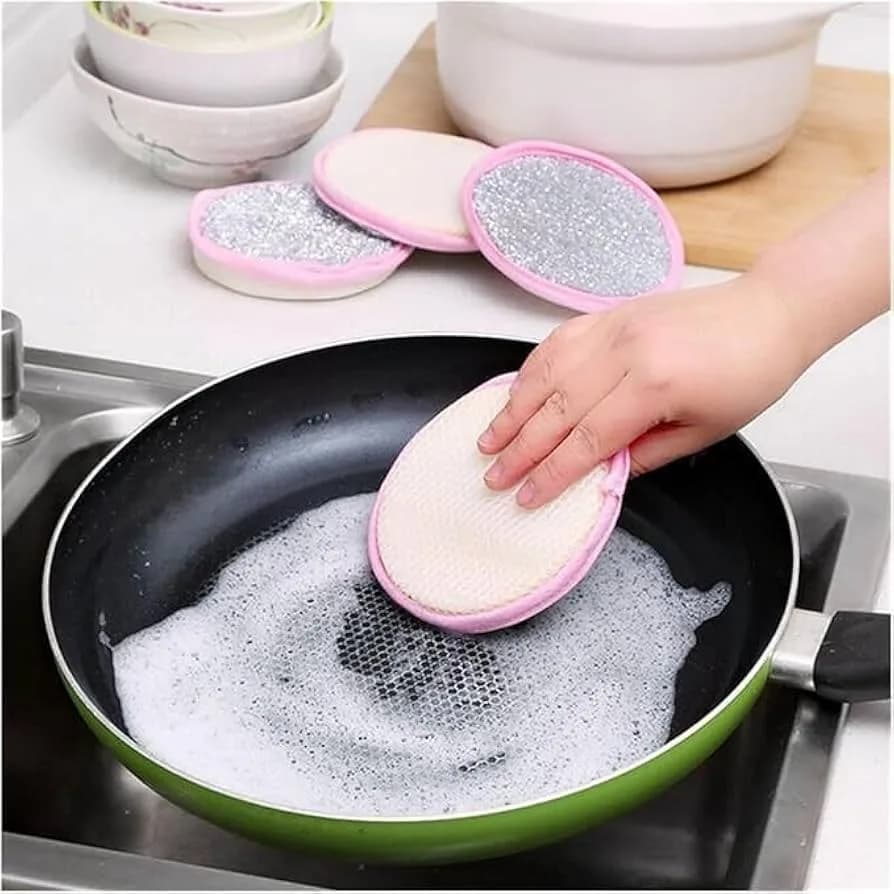 2 Pcs Washing Dishes Sponges Double-Sided Dishwashing Sponge Scrubber Round Non-Scratch Scrub Sponges Pads Kitchen Cleaning Tools for Dishes, Pots, Pans, Sink, Basin