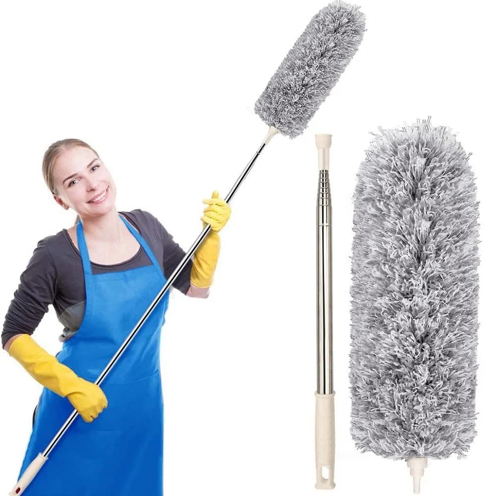 Extendable Flexible Duster for Cleaning Complicated Areas and ceiling fan, Long Handle Microfiber Feather Ceiling Duster for Dust Cleaning with extendable Pole