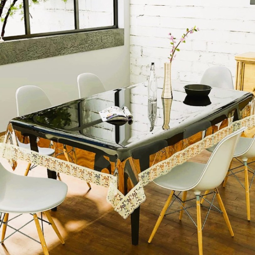 Dining Table Transparent Cover, Clear PVC Crystal Tablecloth, Dining Table Top Waterproof Protector Cover thumbnail 3