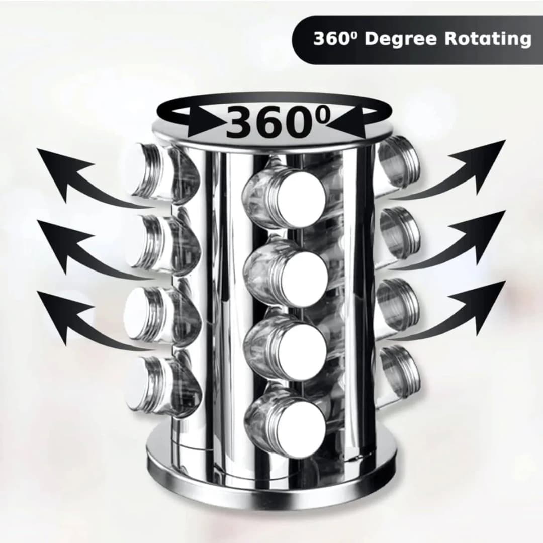 Spice Carousel 16 Jar Rotating Spice Rack Set, 16 Spice Jars with 360 Rotating Spice Carousel, Tower Organizer for Kitchen Countertop or Cabinet thumbnail 6