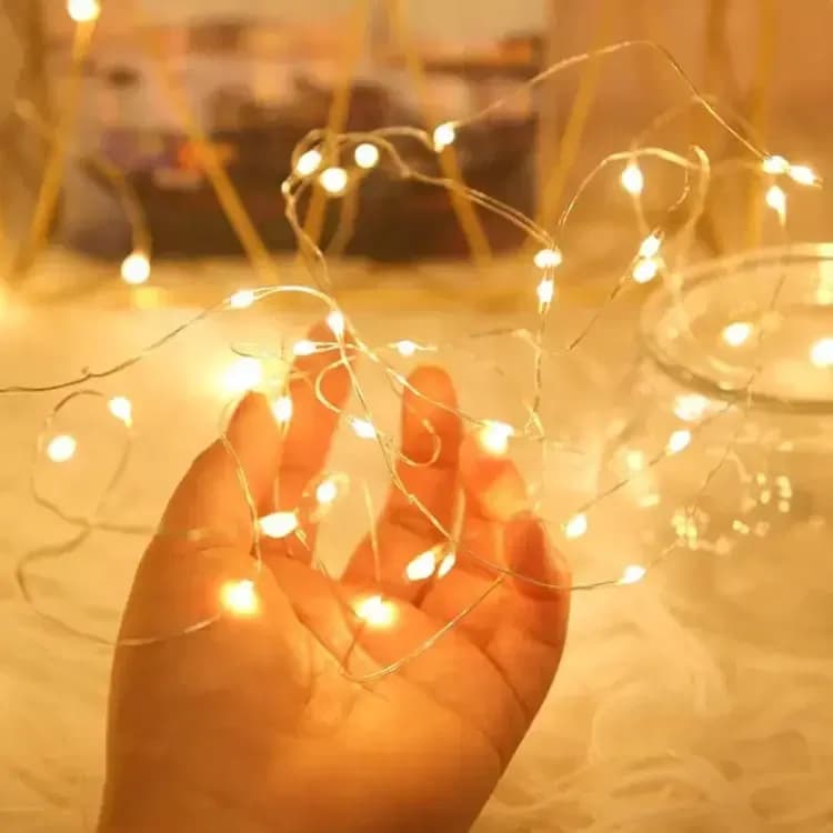 Led String Light Battery Powered Copper Wire Starry Fairy Lights, Battery Operated Lights for Bedroom, Christmas, Parties, Wedding, Centerpiece, Decoration thumbnail 5